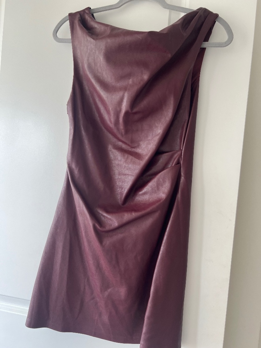 Bershka Sleek Burgundy Slip Dress - Elegant Cowl Neck